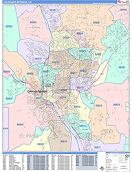 Colorado Springs Wall Map Color Cast Style 2026